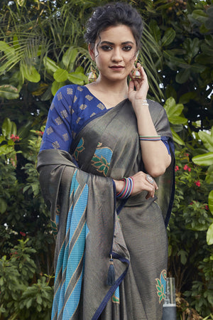 Cerulean Blue Brasso Saree