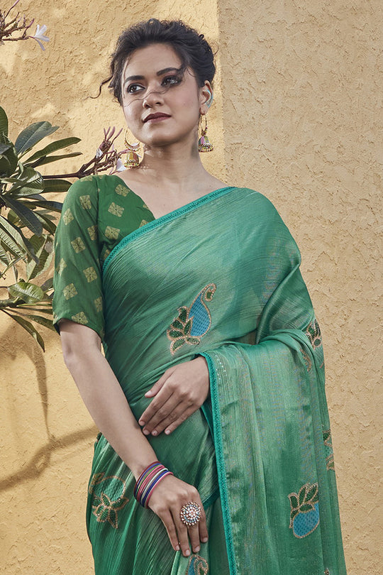 Shamrock Green Brasso Saree