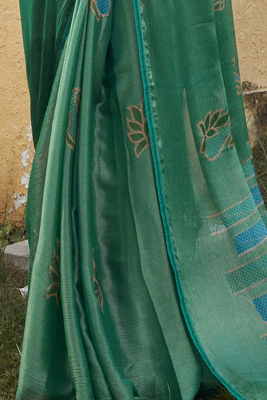 Shamrock Green Brasso Saree