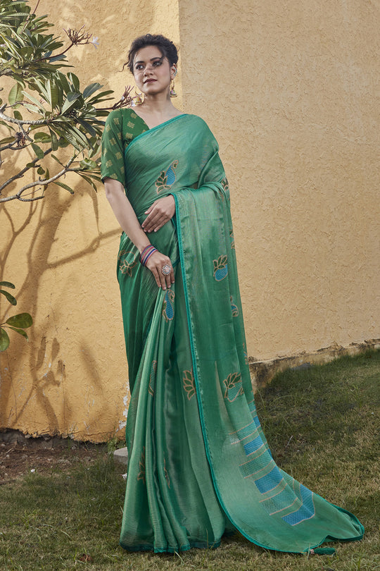 Shamrock Green Brasso Saree