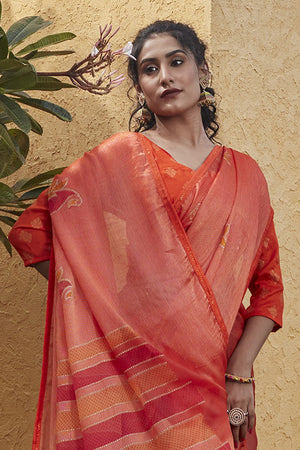 Flaming Orange Brasso Saree