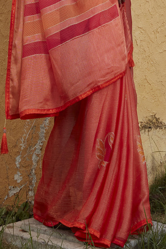Flaming Orange Brasso Saree
