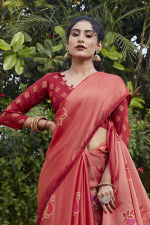 Desire Red Brasso Saree