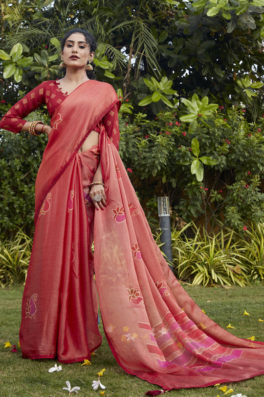Desire Red Brasso Saree