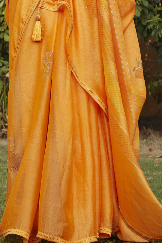 Marigold Yellow Brasso Saree