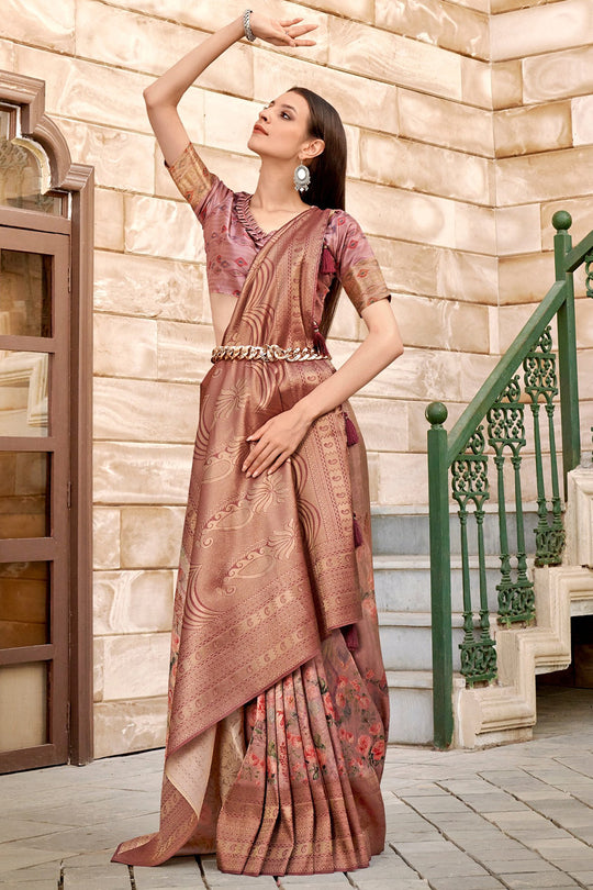 Russet Brown Banarasi Saree