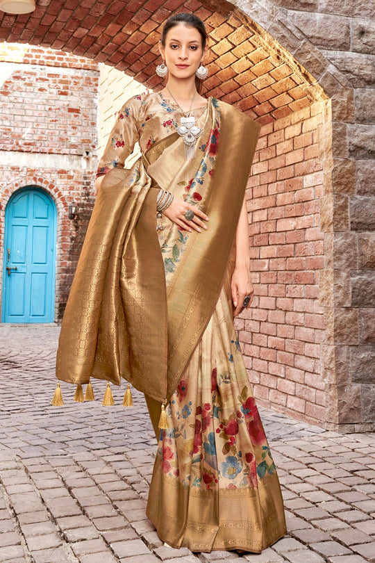 Bronze Brown Banarasi Saree