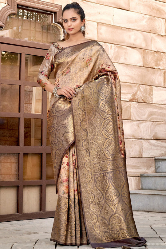 Tan Brown Banarasi Saree