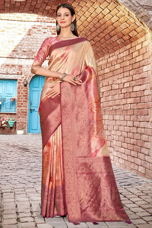 Chestnut Peach Banarasi Saree