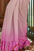 Flamingo Pink Georgette Saree