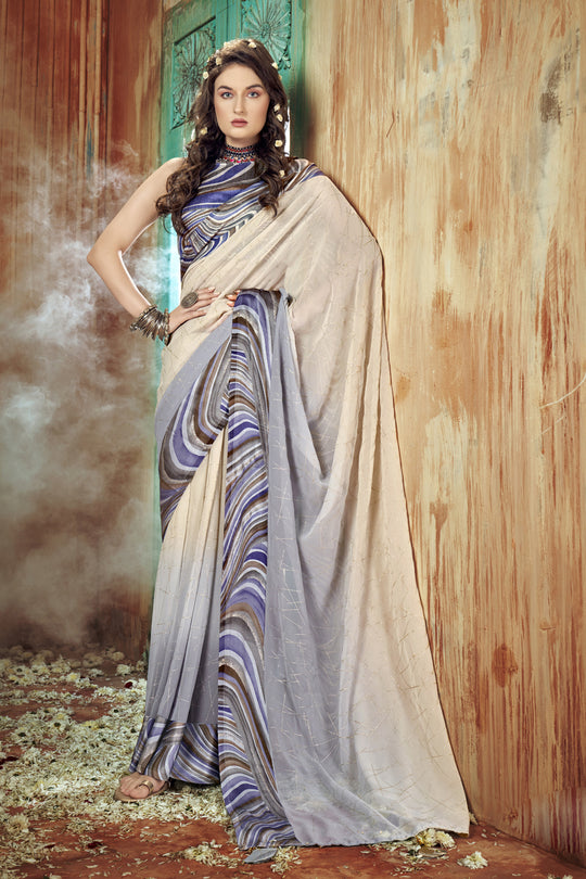 Deep Blue Georgette Saree