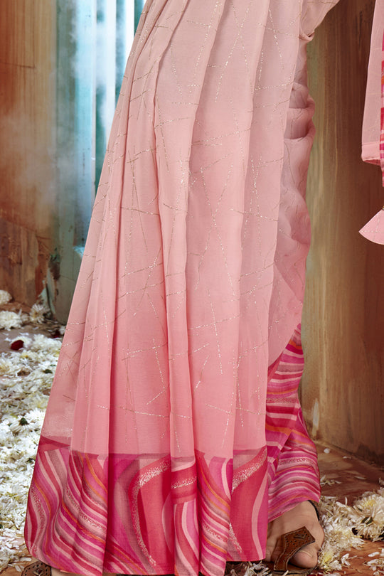 Rose Peach Georgette Saree