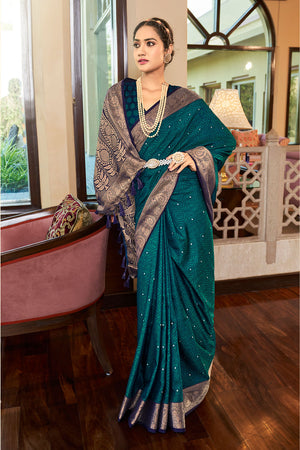 Peacock Blue Silk Saree