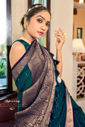 Peacock Blue Silk Saree