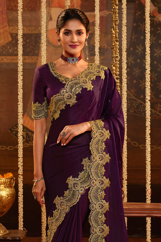 Bluberry Purple Pure Silk Saree