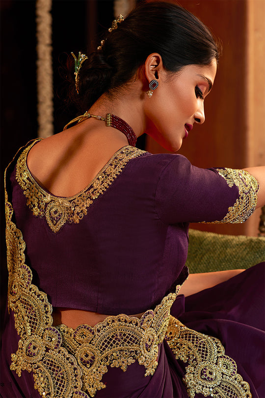 Bluberry Purple Pure Silk Saree