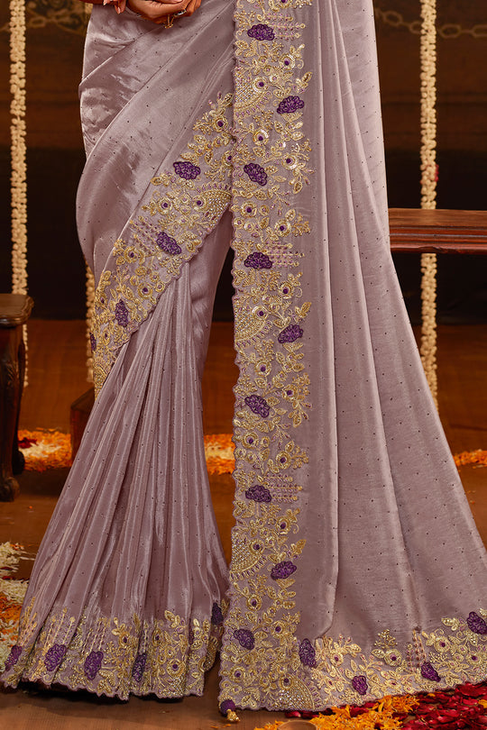 Lilac Lavender Viscose Silk Saree
