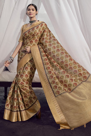 Hazelnut Brown Digital Print Saree