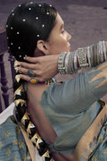 Slate Grey Digital Print Saree