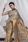 Smoke Grey Digital Print Saree