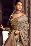 Almond Brown Digital Print Saree