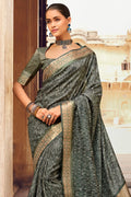 Slate Grey Digital Print Saree