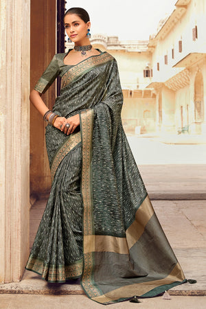 Slate Grey Digital Print Saree