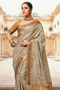 Oat Brown Digital Print Saree