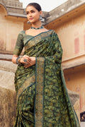 Hunter Green Digital Print Saree