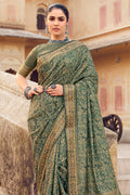 Viridian Green Digital Print Saree