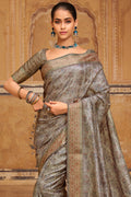 Rhino Grey Digital Print Saree