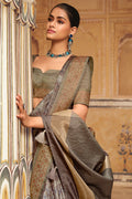 Rhino Grey Digital Print Saree