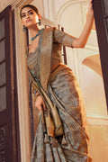 Rhino Grey Digital Print Saree