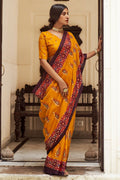 Gold Yellow Digital Print Saree