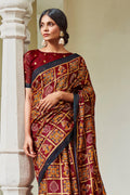 Rosewood Maroon Digital Print Saree