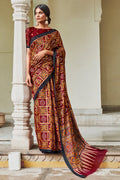 Rosewood Maroon Digital Print Saree