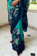 Turquoise Green Digital Print Saree