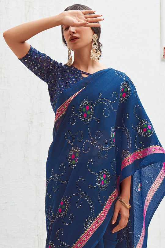 Royal Blue Digital Print Saree