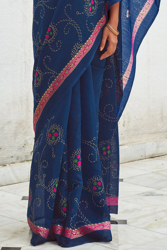 Royal Blue Digital Print Saree
