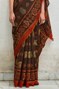 Sangria Maroon Digital Print Saree