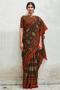 Sangria Maroon Digital Print Saree