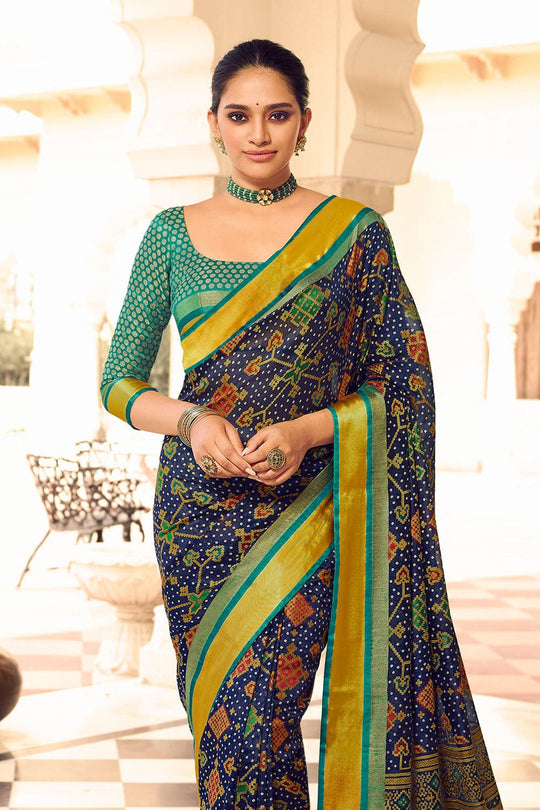 Midnight Blue Patola Saree