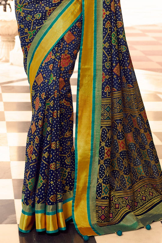 Midnight Blue Patola Saree