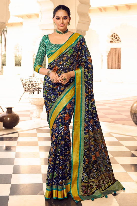 Midnight Blue Patola Saree