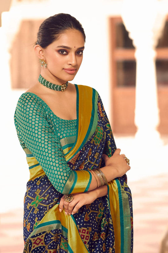 Midnight Blue Patola Saree