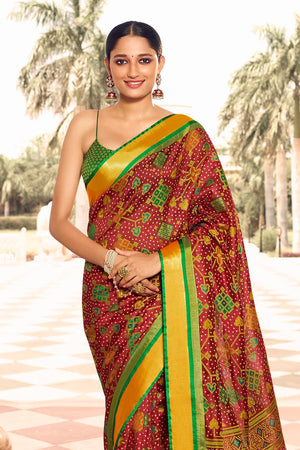 Currant Red Patola Saree