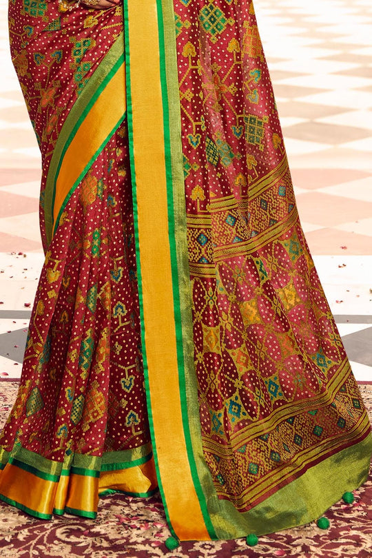 Currant Red Patola Saree