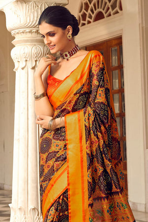 Burnt Orange Patola Saree