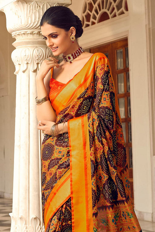 Burnt Orange Patola Saree