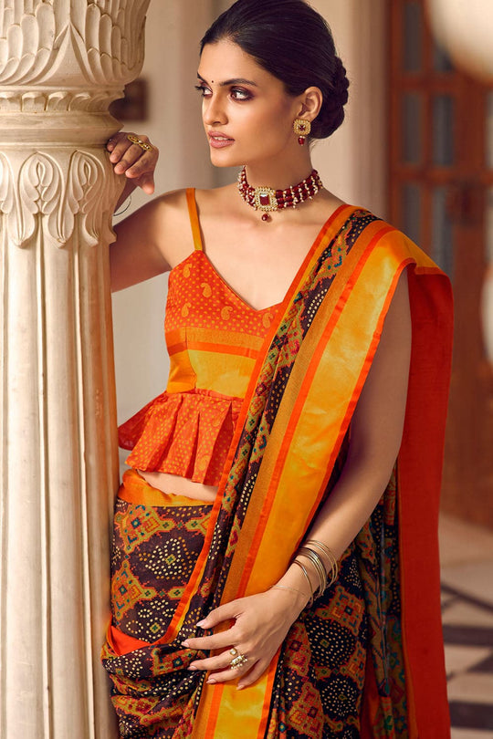Burnt Orange Patola Saree